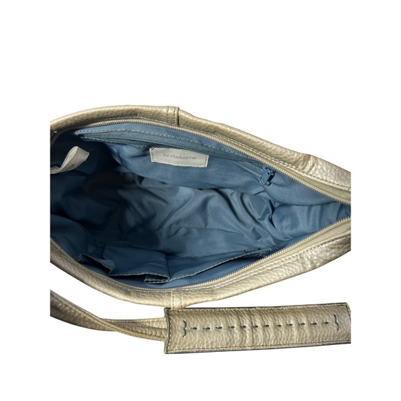 Liz Claiborne Shoulder Bag Metallic Gold Pebbled Leather Hobo Style Y2K - Picture 4 of 14